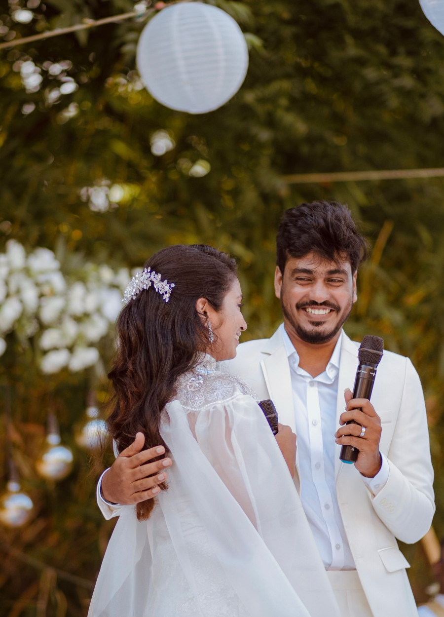 Catherine Nivedha in her bespoke wedding trousseau crafted by Design with Saa.  Photographed by Soundarya Tamilmaran