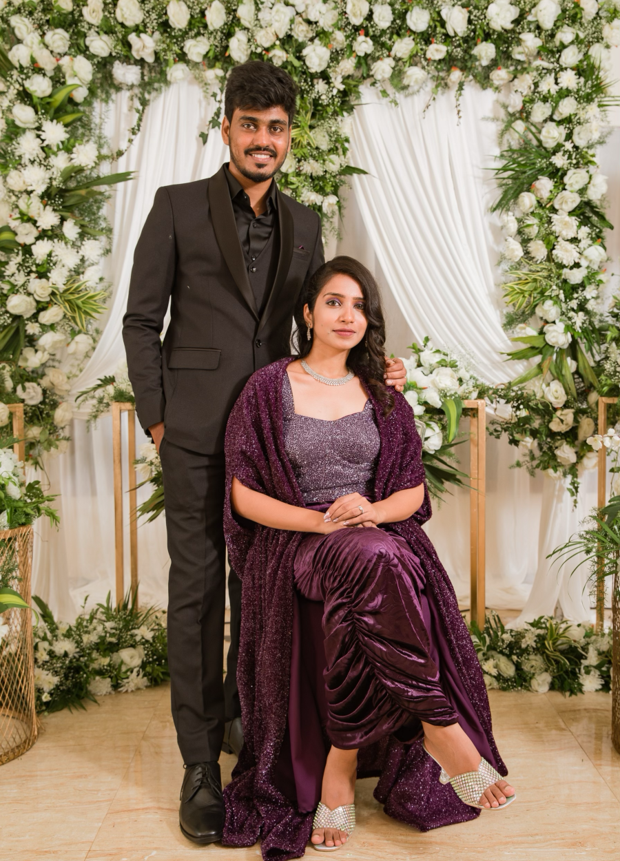 Catherine Nivedha in her bespoke wedding trousseau crafted by Design with Saa.  Photographed by Soundarya Tamilmaran